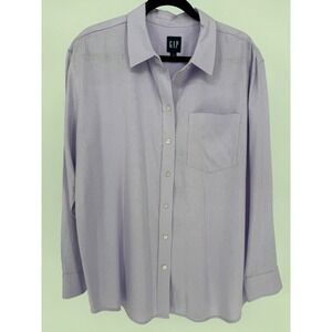 GAP Women's Lavender Linen Blend Long Sleeve Button Up Shirt Size L
